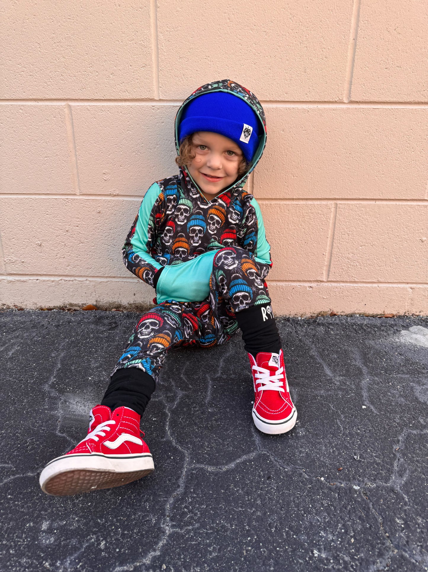 Winter Skulls in Teal Joggers