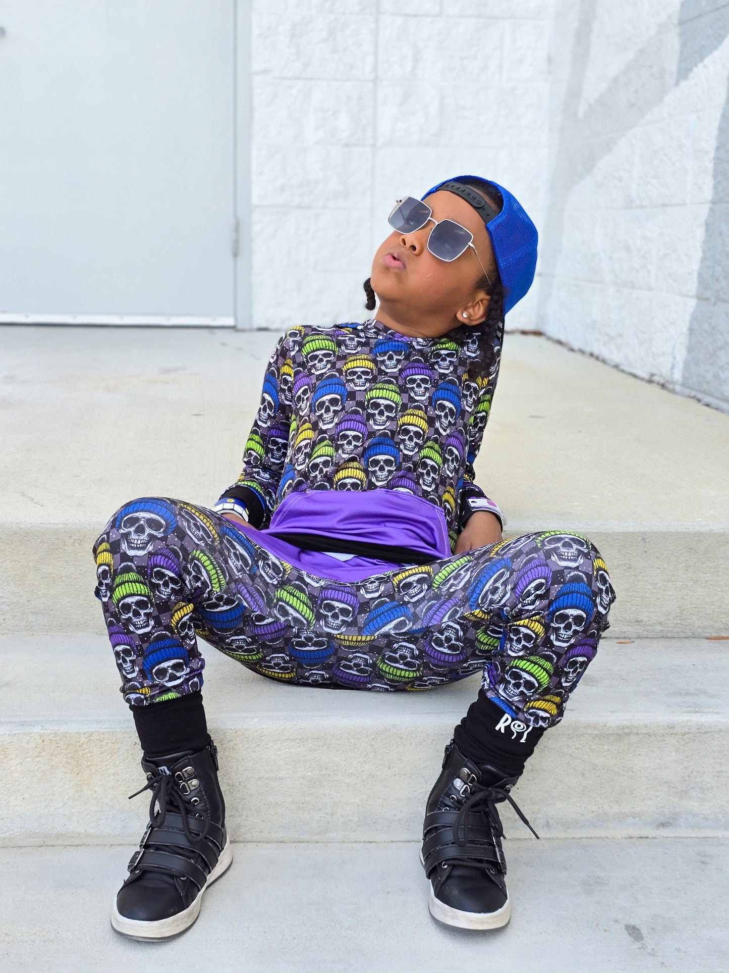 Winter Skulls in Purple Hoodie