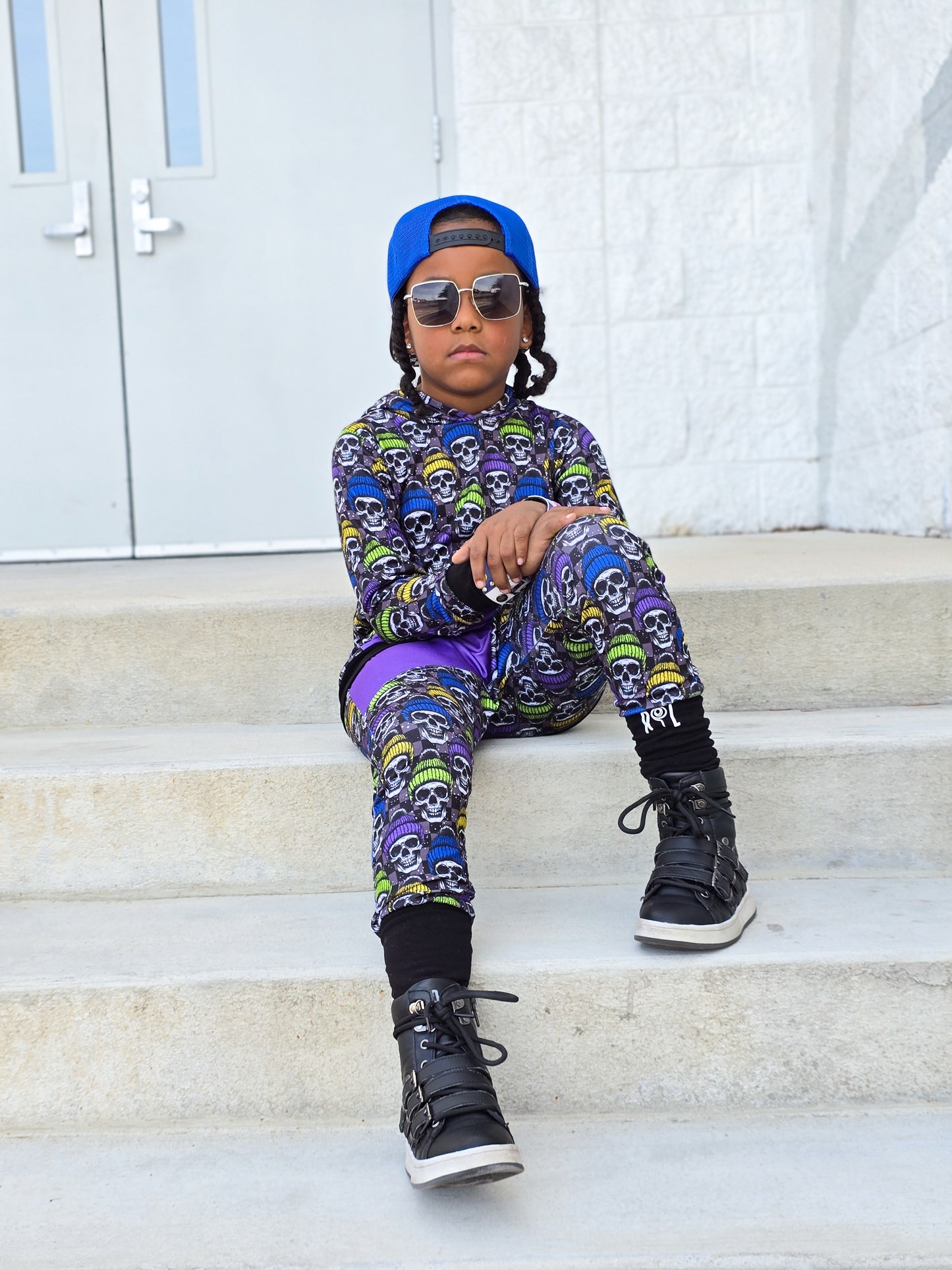 Winter Skulls in Purple Joggers