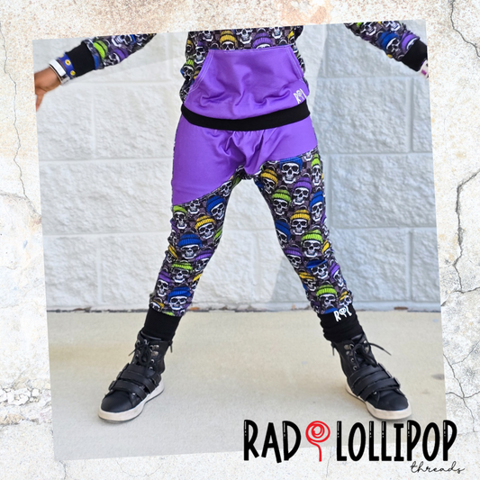 Winter Skulls in Purple Joggers