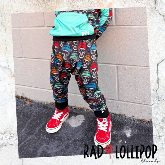 Winter Skulls in Teal Joggers