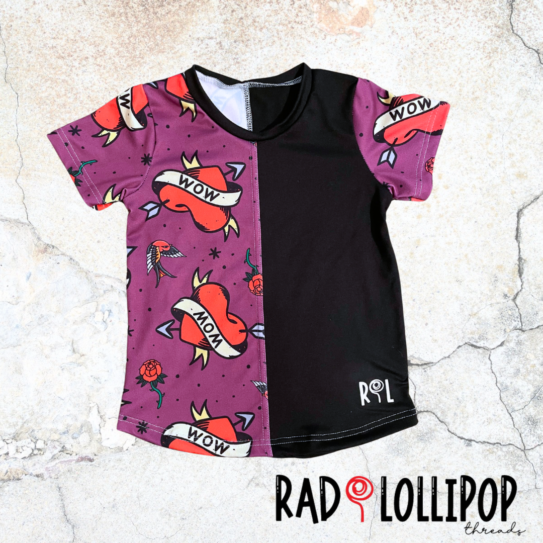 Mom Tattoo Color Block Tee