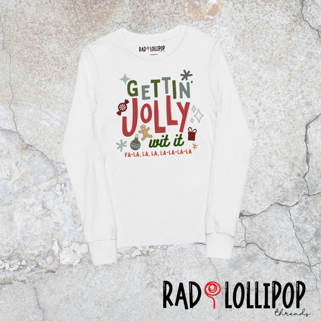 Gettin’ Jolly Wit It Youth Long Sleeve Printed Tee