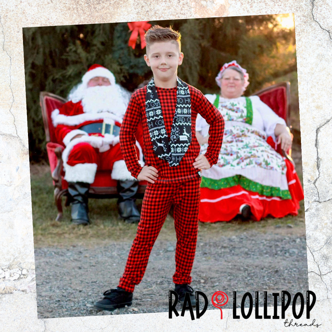 Red Ribbed Plaid Cozy Set