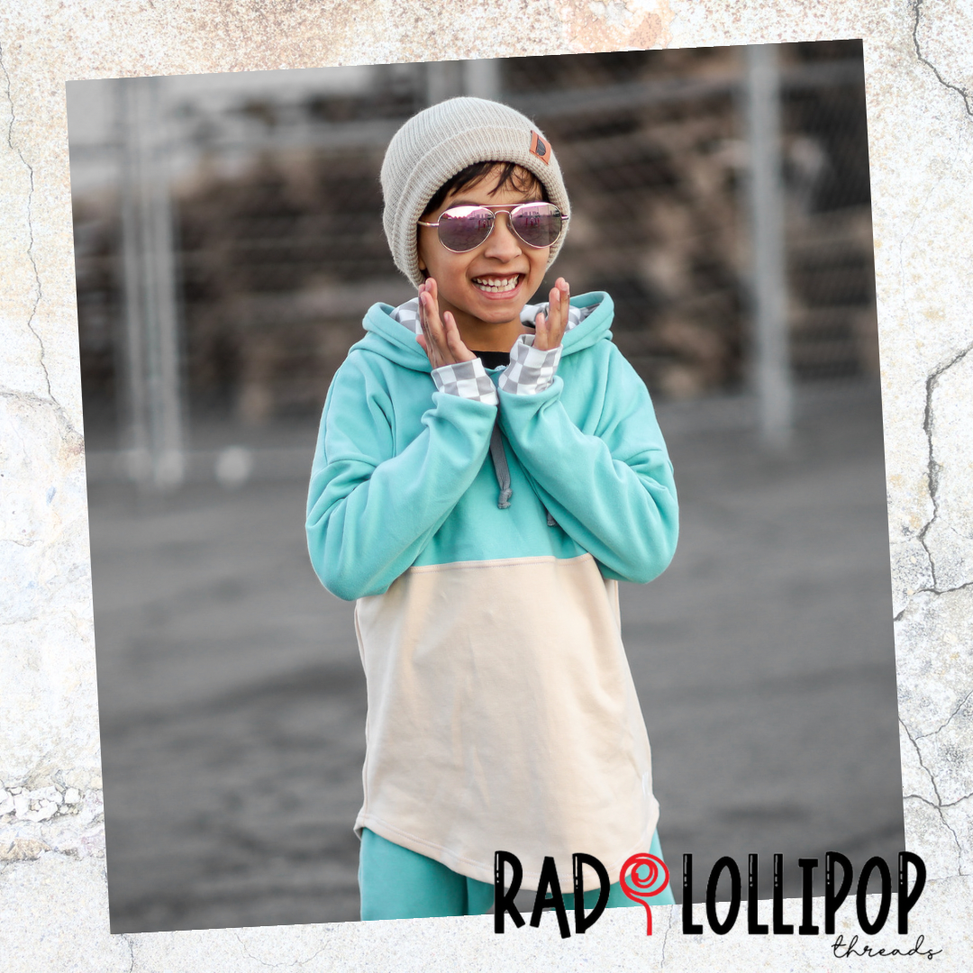 Mint and Tan Colorblock Hoodie