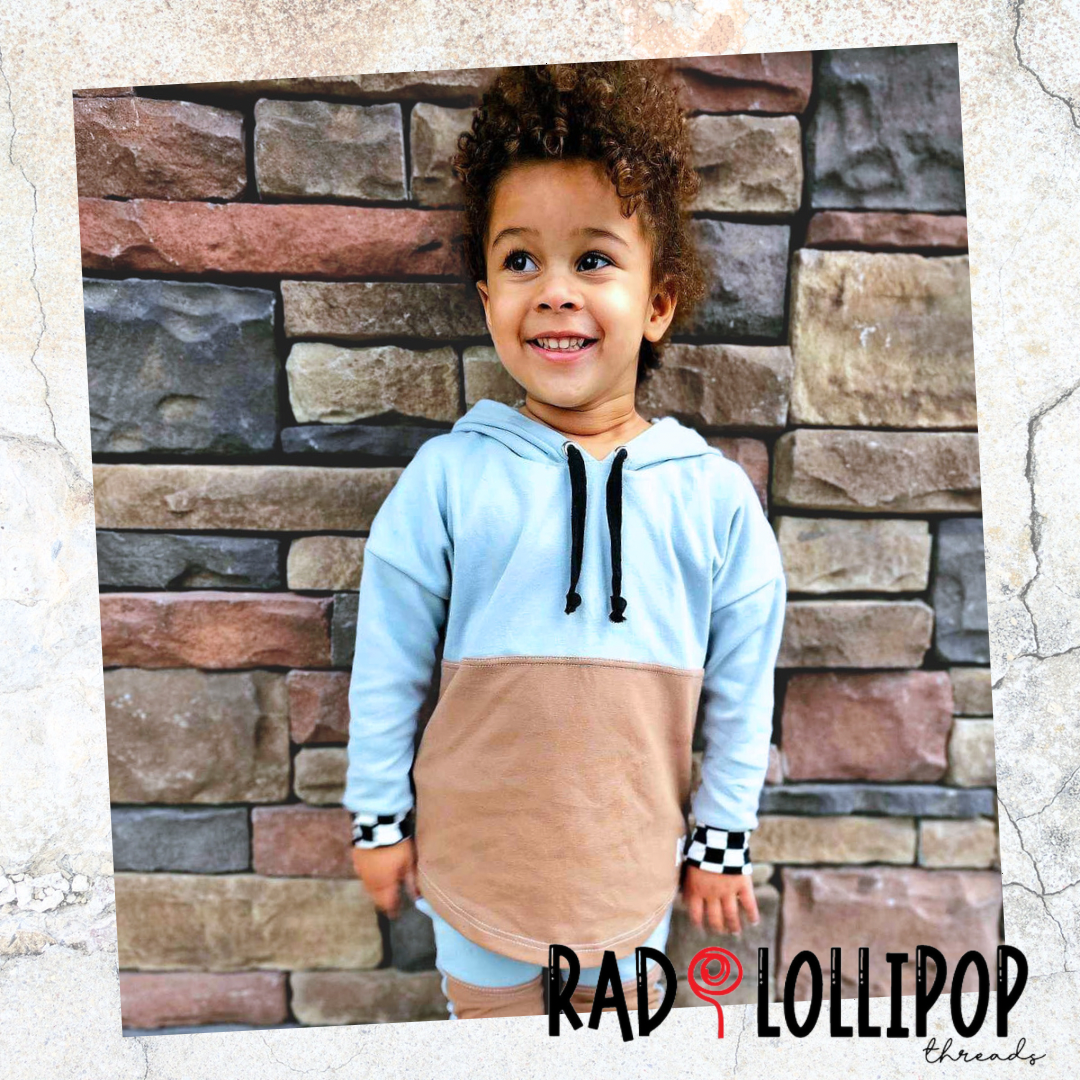 Blue and Mocha Colorblock Hoodie