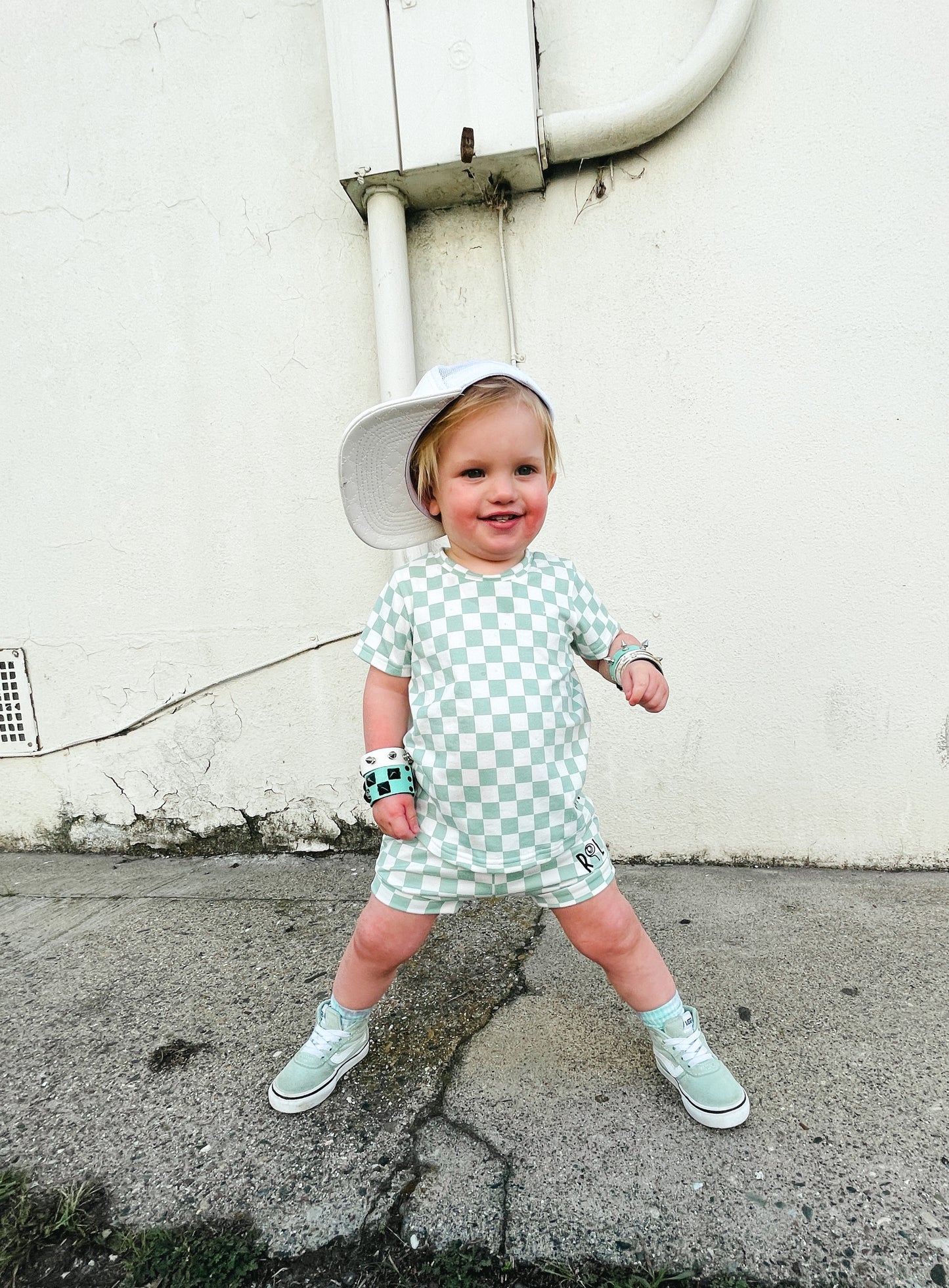 Teal Check Tee
