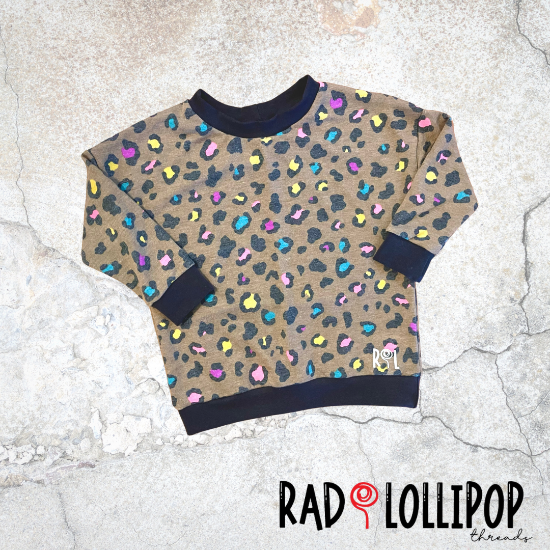 Rainbow Leopard Dolman Sweater