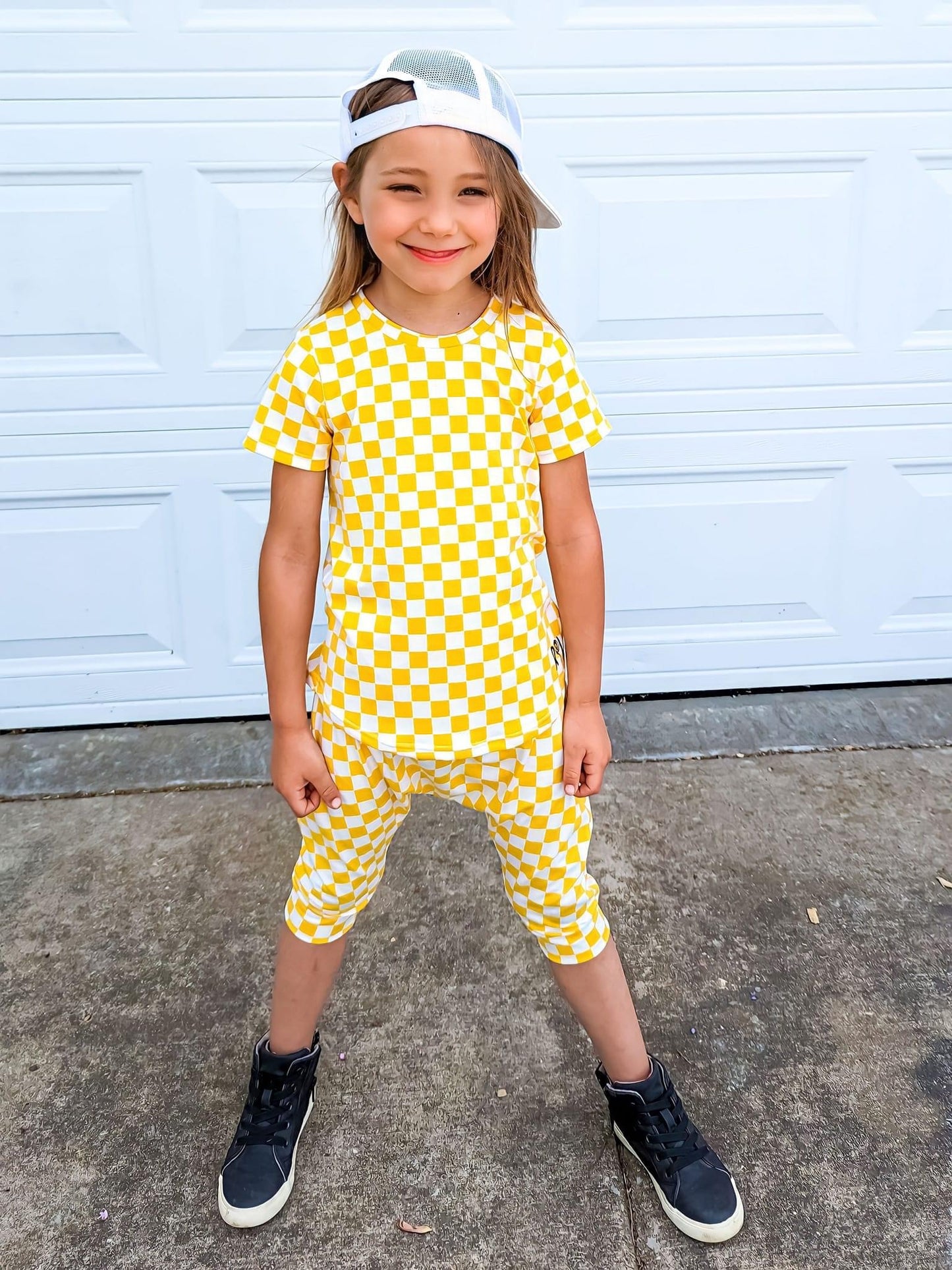 Yellow Check Harem Shorts