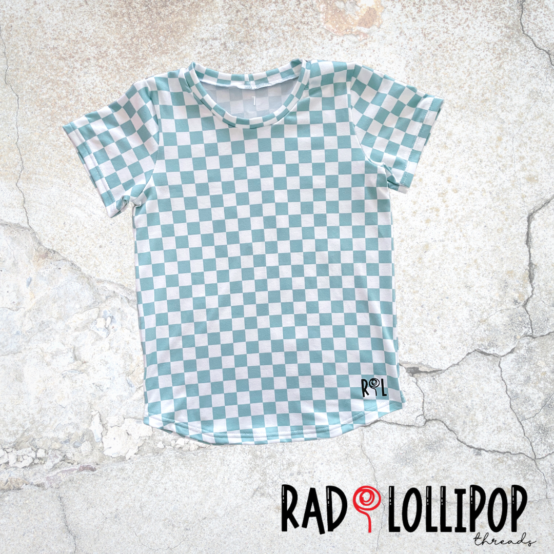 Teal Check Tee