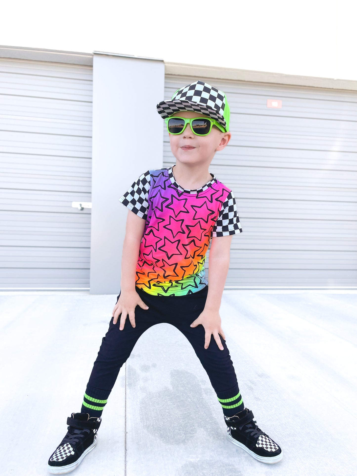 Rainbow Star Check Tee