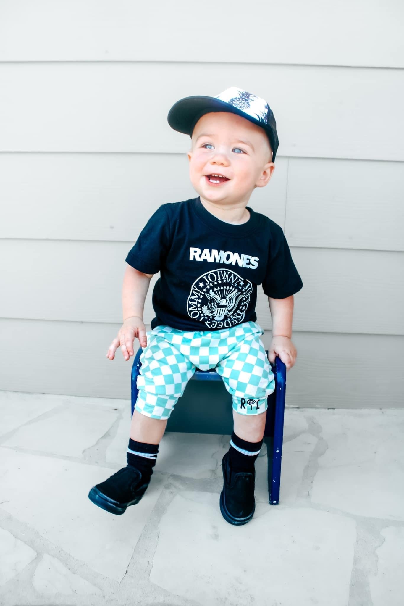 Teal Check Harem Shorts