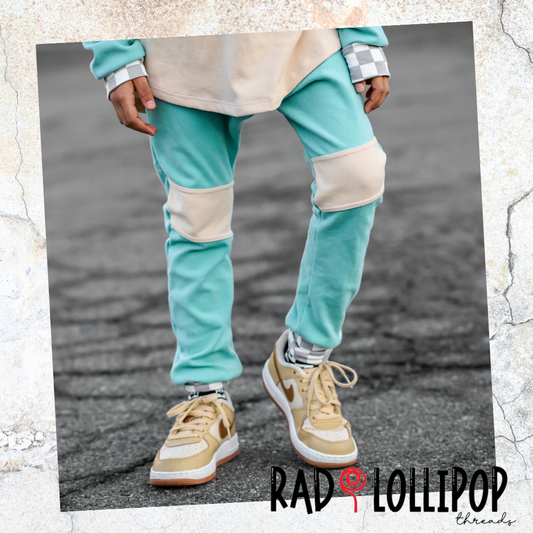 Mint and Tan Colorblock Joggers