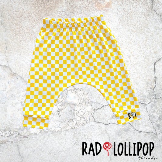 Yellow Check Harem Shorts